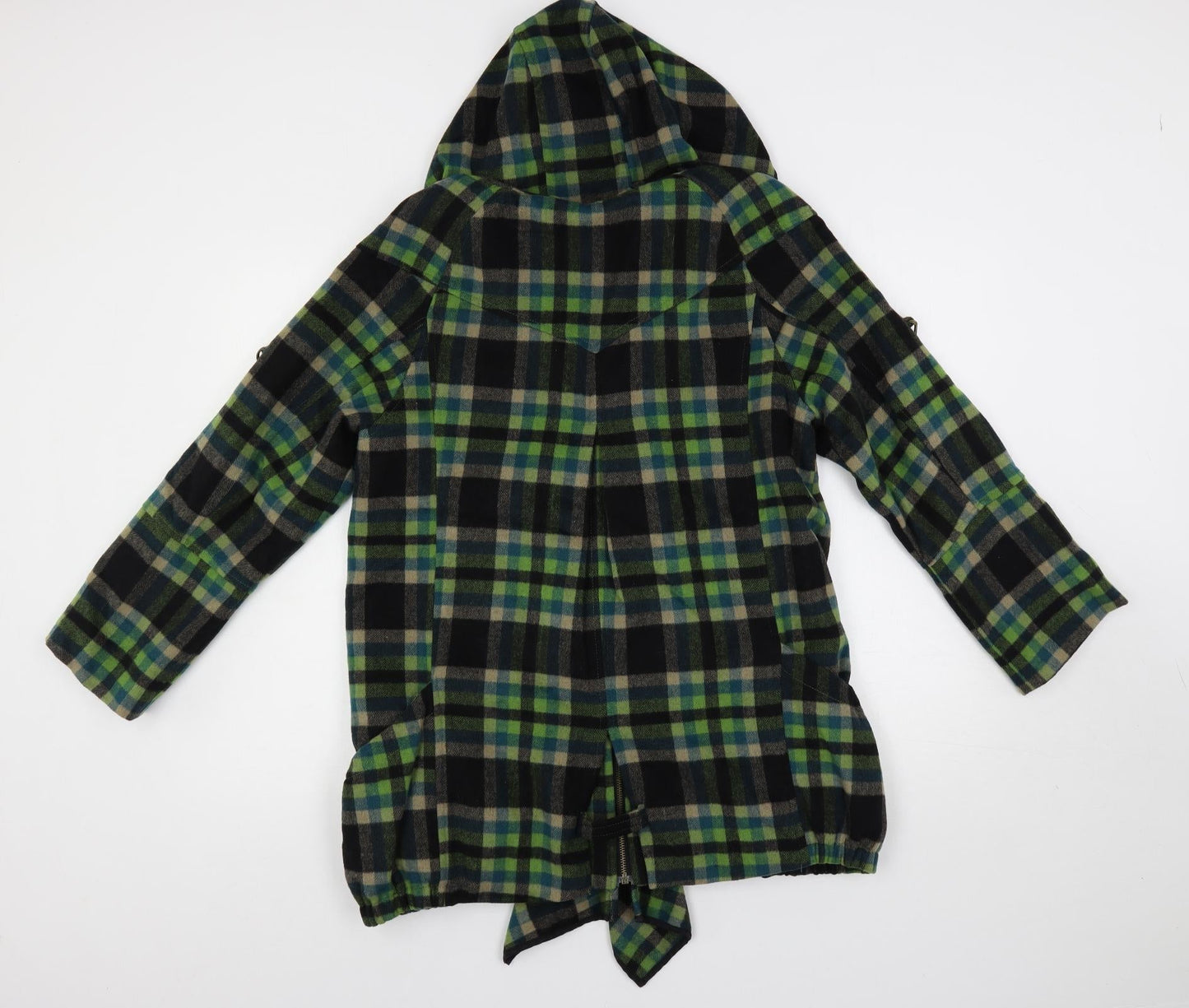 Jolie Moi Womens Green Plaid Jacket Size 10 Zip - Hooded