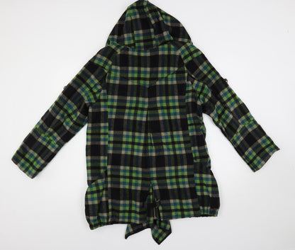 Jolie Moi Womens Green Plaid Jacket Size 10 Zip - Hooded