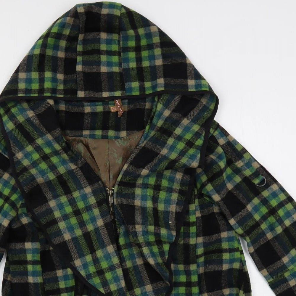 Jolie Moi Womens Green Plaid Jacket Size 10 Zip - Hooded
