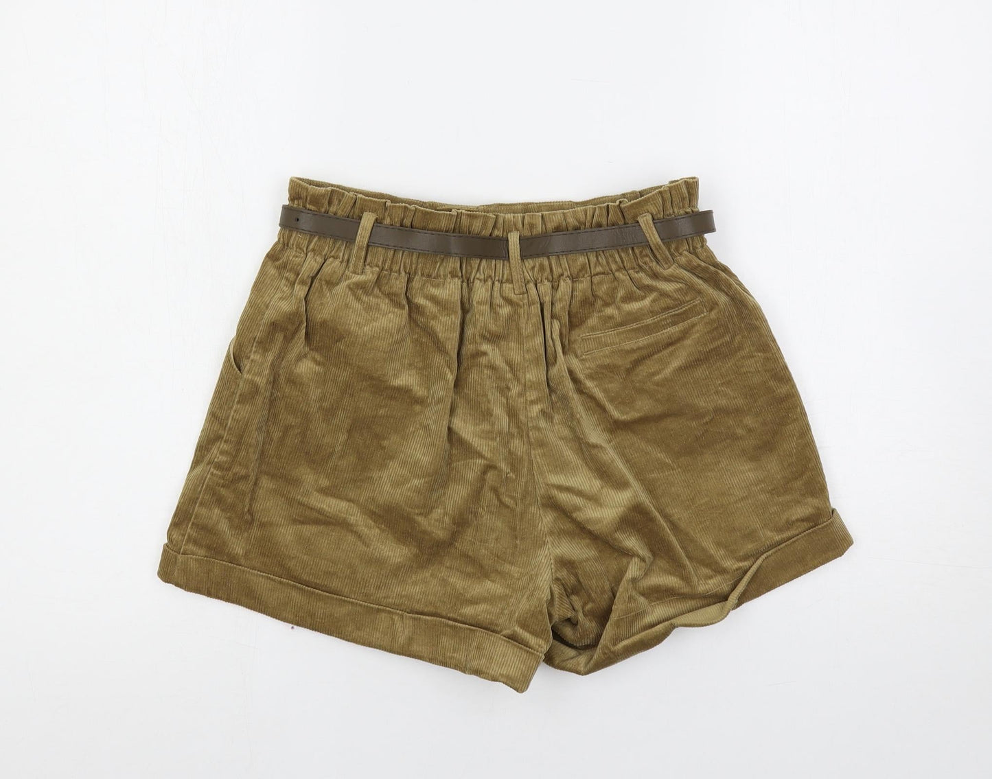 Cider Womens Brown Polyester Hot Pants Shorts Size M L3 in Regular Zip - Belted