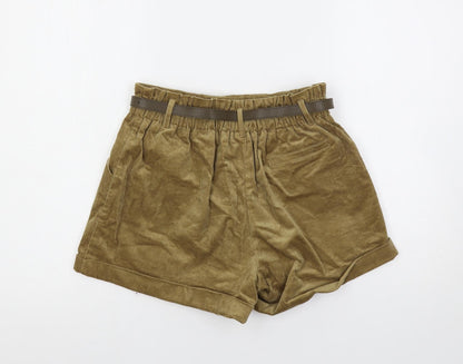 Cider Womens Brown Polyester Hot Pants Shorts Size M L3 in Regular Zip - Belted