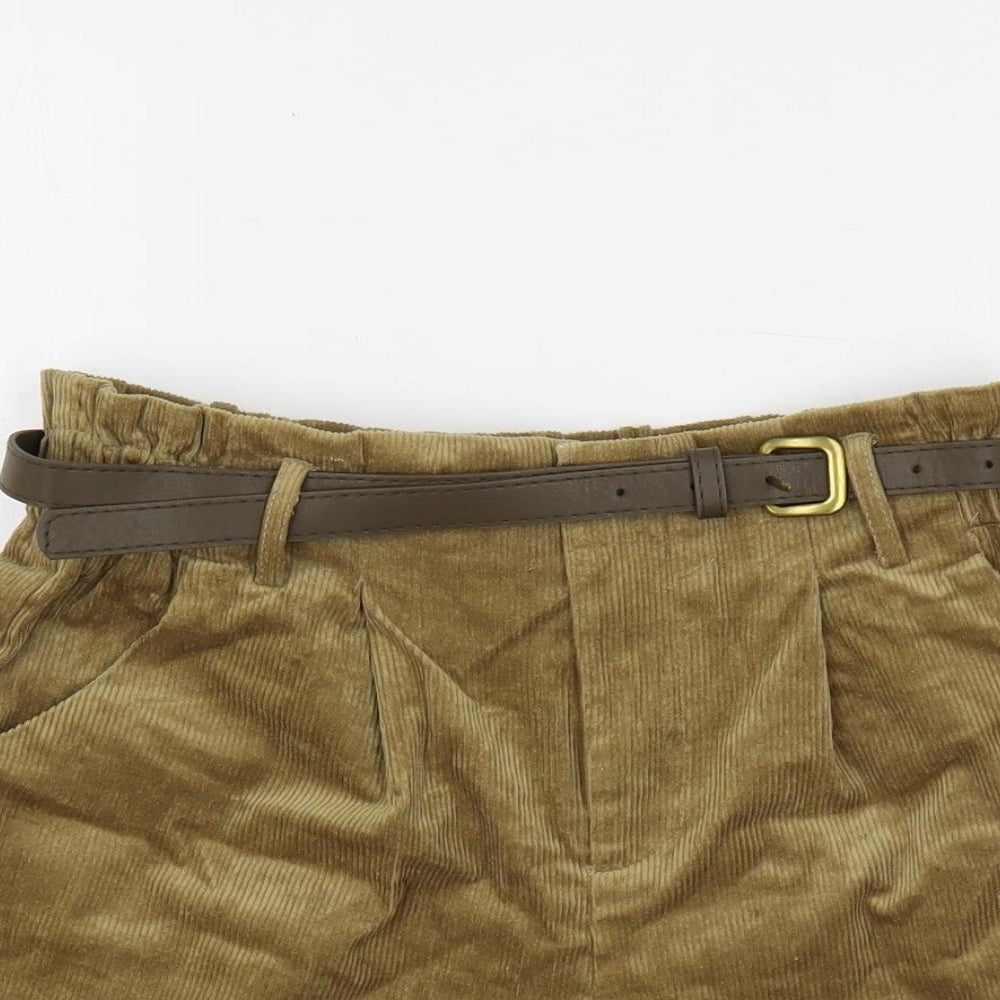 Cider Womens Brown Polyester Hot Pants Shorts Size M L3 in Regular Zip - Belted