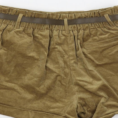 Cider Womens Brown Polyester Hot Pants Shorts Size M L3 in Regular Zip - Belted