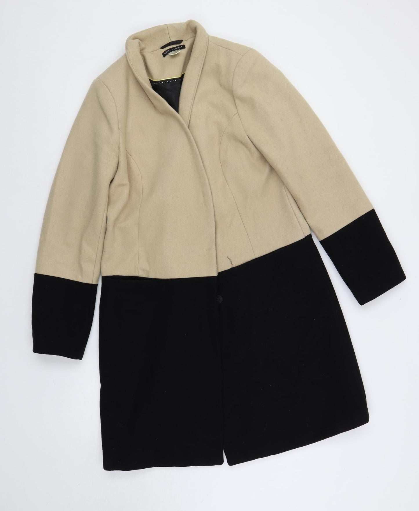 Laura Clement Womens Beige Overcoat Coat Size 12 Snap