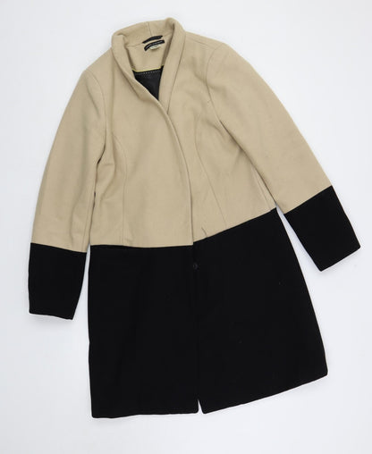 Laura Clement Womens Beige Overcoat Coat Size 12 Snap