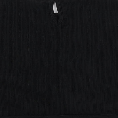Zara Girls Black Polyester Basic Blouse Size 9 Years Crew Neck Button - Textured