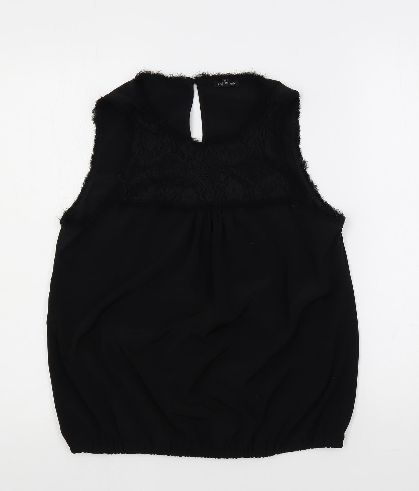 Womens UK Size 12 River Island Black Basic Blouse