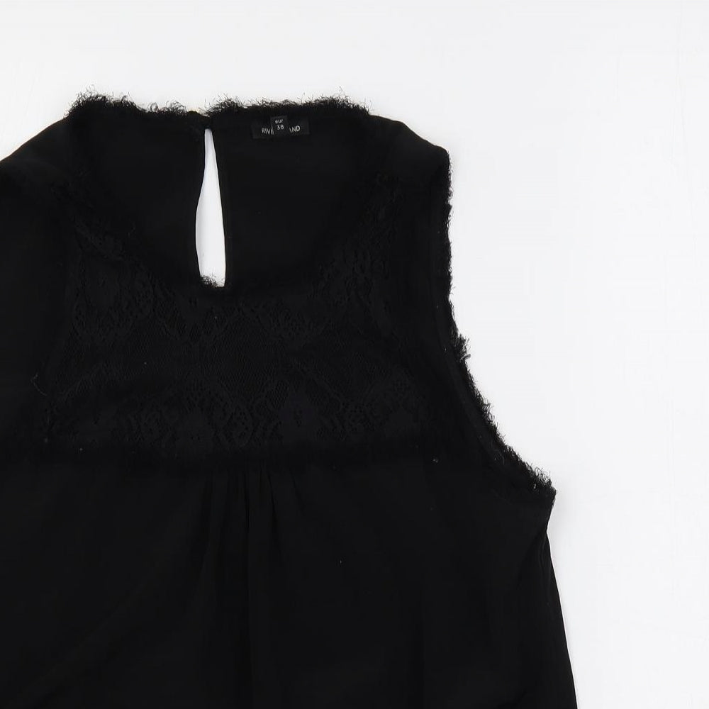 Womens UK Size 12 River Island Black Basic Blouse