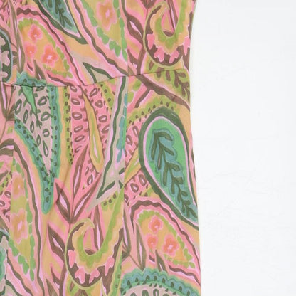 Glamorous Womens Multicoloured Geometric Polyester Slip Dress Size 12 V-Neck Zip
