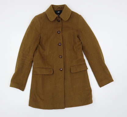 Womens UK Size 4 H&M Brown Pea Coat