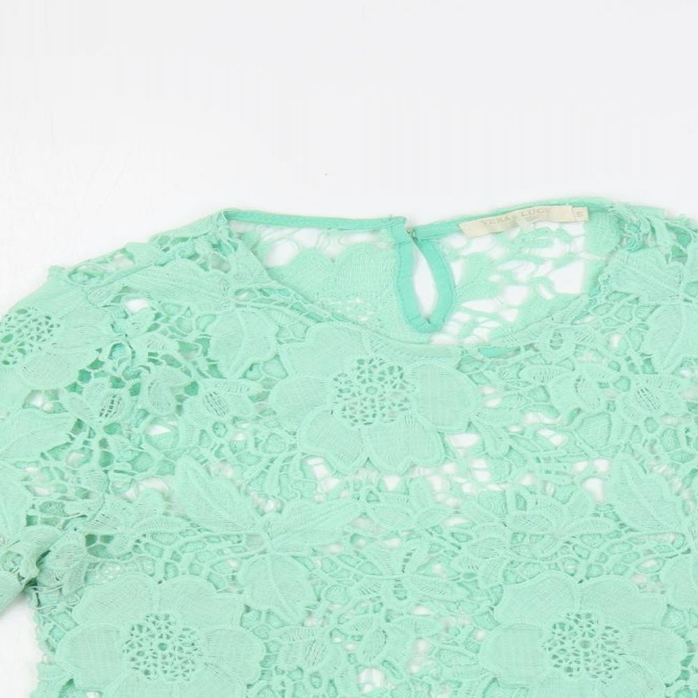 Womens UK Size S Vera & Lucy Green Basic Blouse