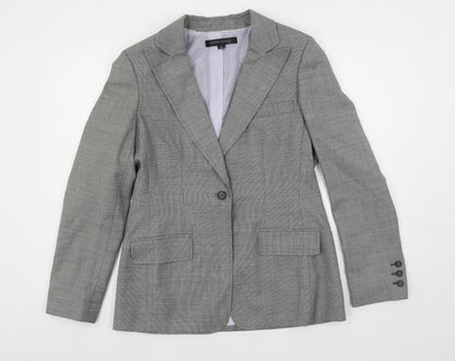 Anne Klein Womens Grey Geometric Jacket Blazer Size 10 Button