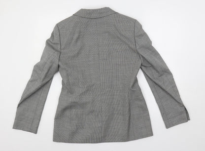 Anne Klein Womens Grey Geometric Jacket Blazer Size 10 Button