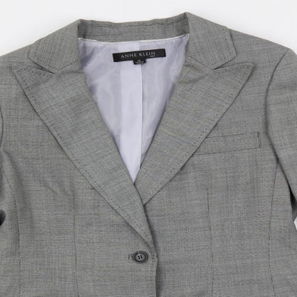 Anne Klein Womens Grey Geometric Jacket Blazer Size 10 Button