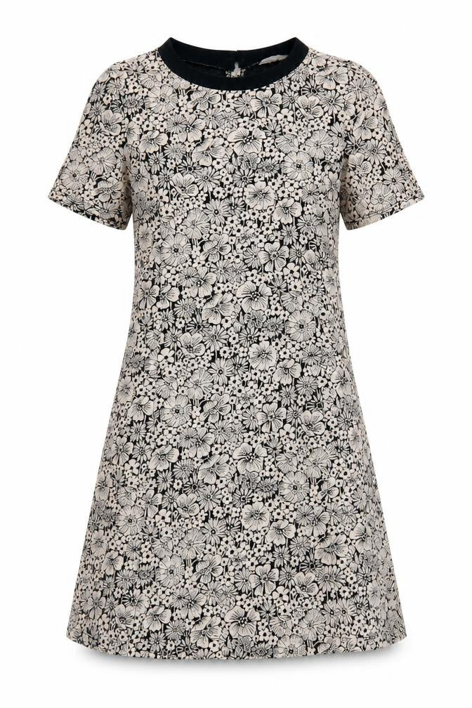 Dorothy Perkins Womens Beige Floral Viscose A-Line Size 10 Round Neck Button