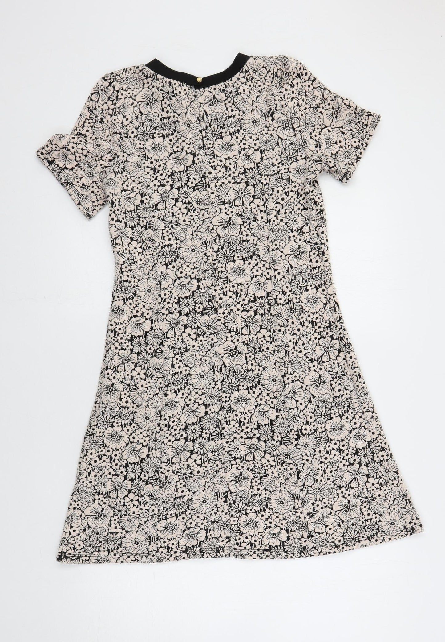 Dorothy Perkins Womens Beige Floral Viscose A-Line Size 10 Round Neck Button