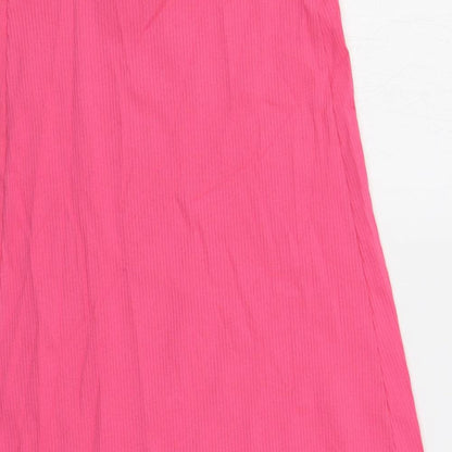 Marks and Spencer Womens Pink Cotton Slip Dress Size M Scoop Neck Pullover - Ribbed