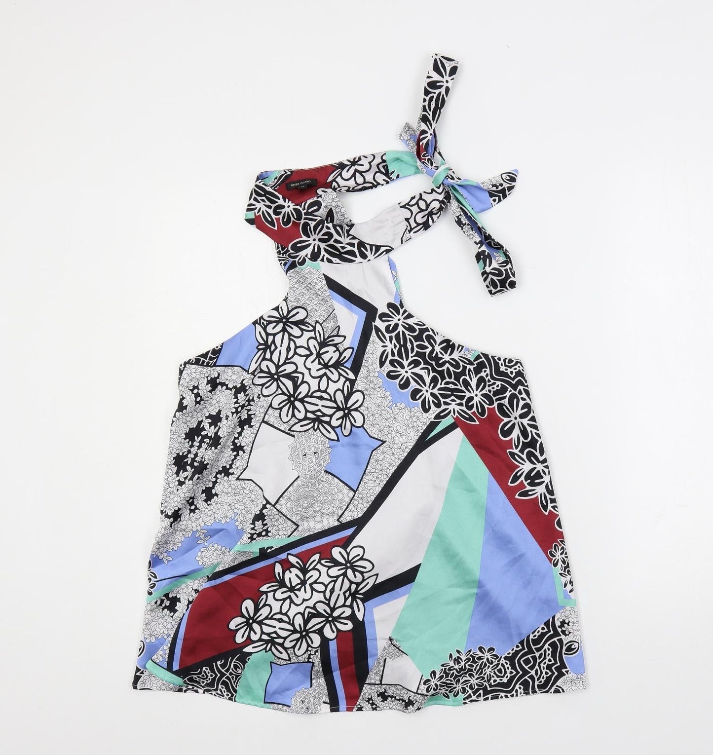 River Island Womens Multicoloured Geometric Polyester Basic Tank Size 12 Halter