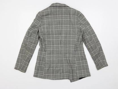 H&M Womens Grey Plaid Jacket Blazer Size 8