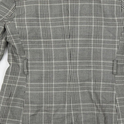 H&M Womens Grey Plaid Jacket Blazer Size 8