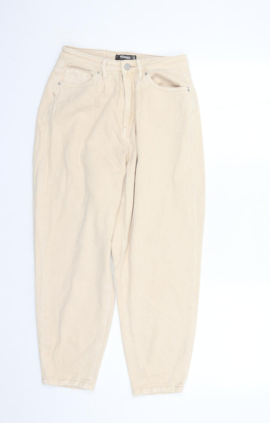 Missguided Womens Beige Cotton Mom Jeans Size 4 L24 in Regular Zip