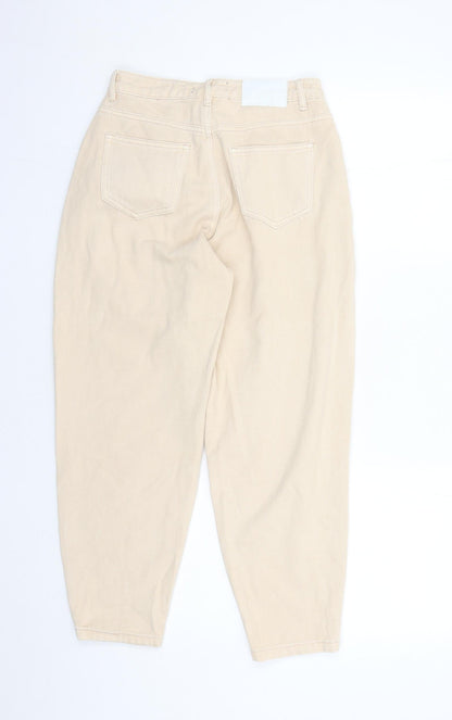 Missguided Womens Beige Cotton Mom Jeans Size 4 L24 in Regular Zip