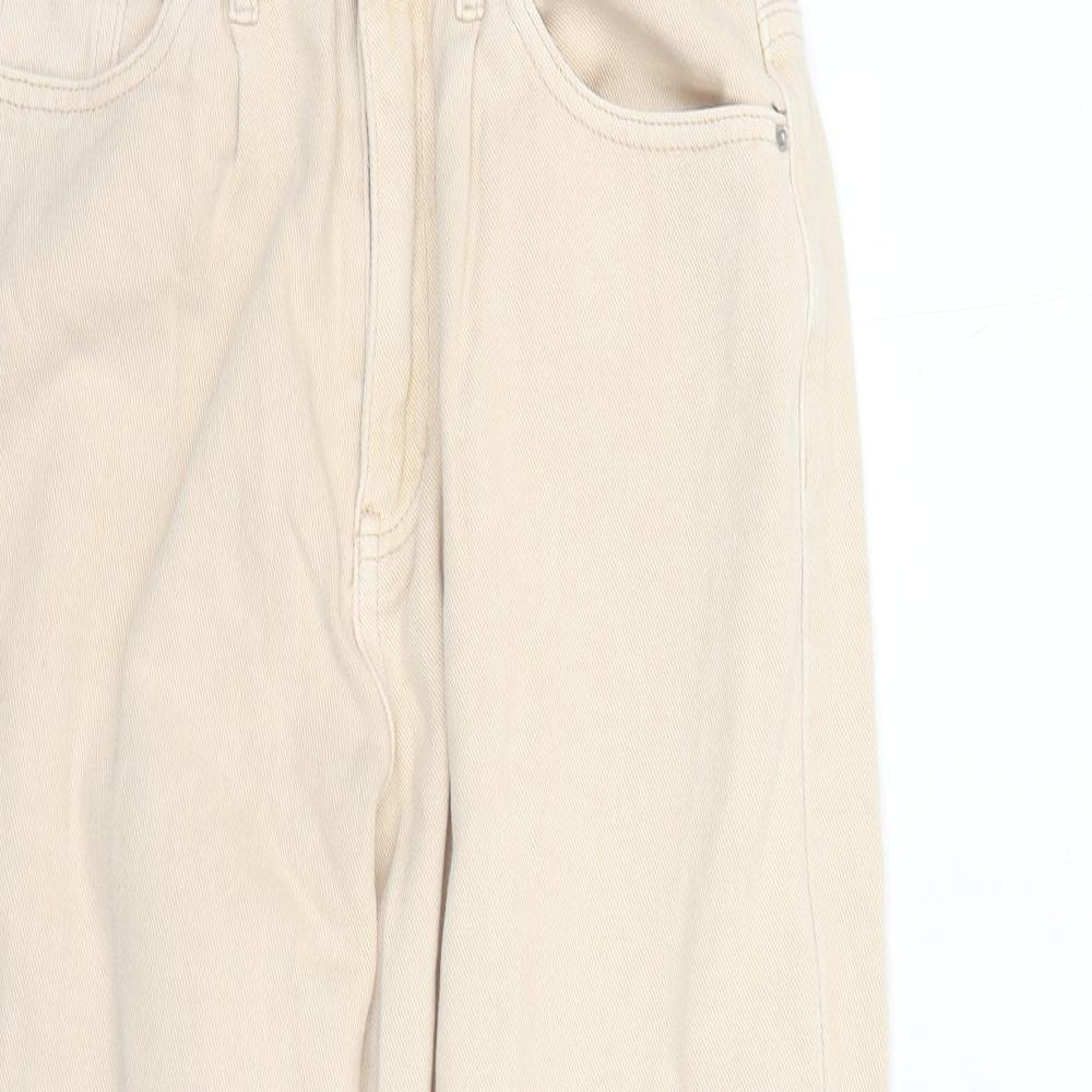 Missguided Womens Beige Cotton Mom Jeans Size 4 L24 in Regular Zip