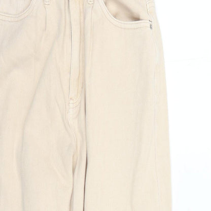Missguided Womens Beige Cotton Mom Jeans Size 4 L24 in Regular Zip