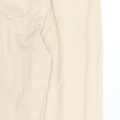 Missguided Womens Beige Cotton Mom Jeans Size 4 L24 in Regular Zip