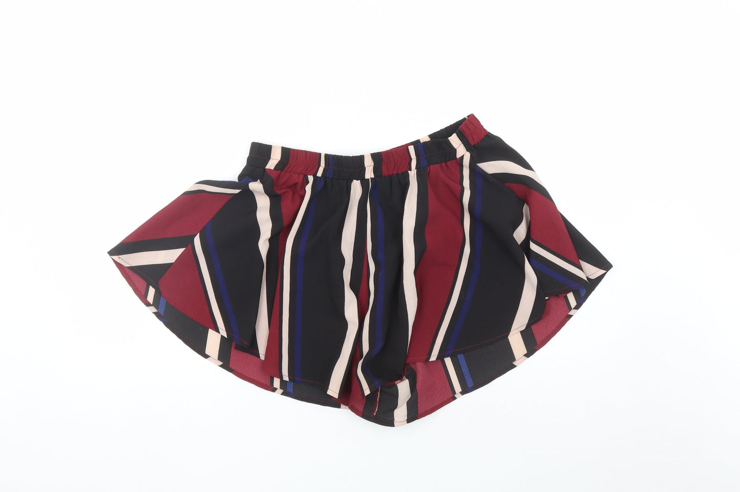 PRETTYLITTLETHING Womens Multicoloured Striped Polyester Sailor Shorts Size 12 L3 in Regular - Elasticated Waist