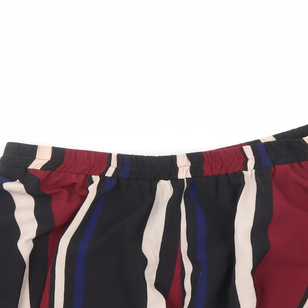 PRETTYLITTLETHING Womens Multicoloured Striped Polyester Sailor Shorts Size 12 L3 in Regular - Elasticated Waist