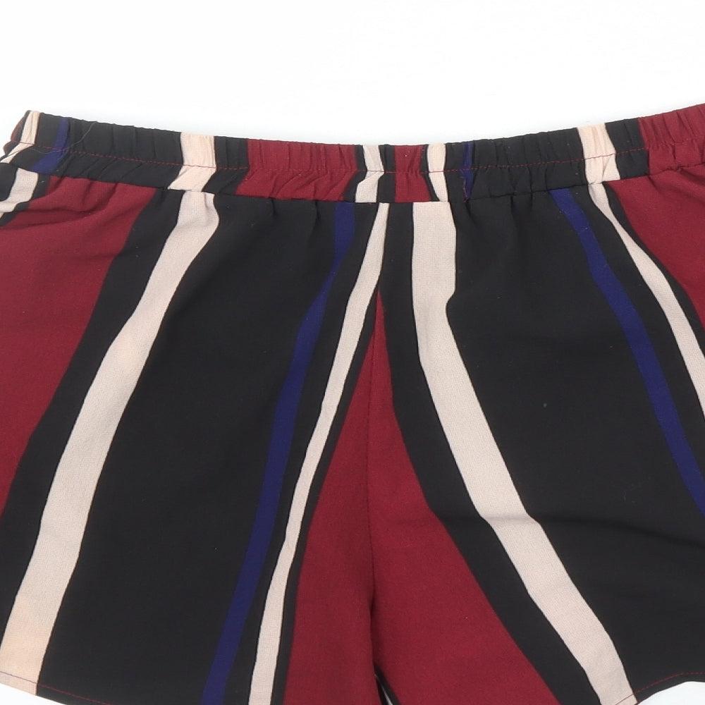 PRETTYLITTLETHING Womens Multicoloured Striped Polyester Sailor Shorts Size 12 L3 in Regular - Elasticated Waist