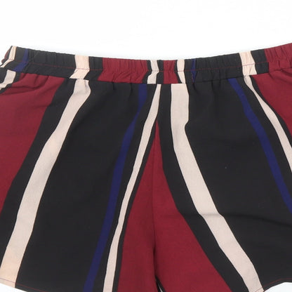 PRETTYLITTLETHING Womens Multicoloured Striped Polyester Sailor Shorts Size 12 L3 in Regular - Elasticated Waist