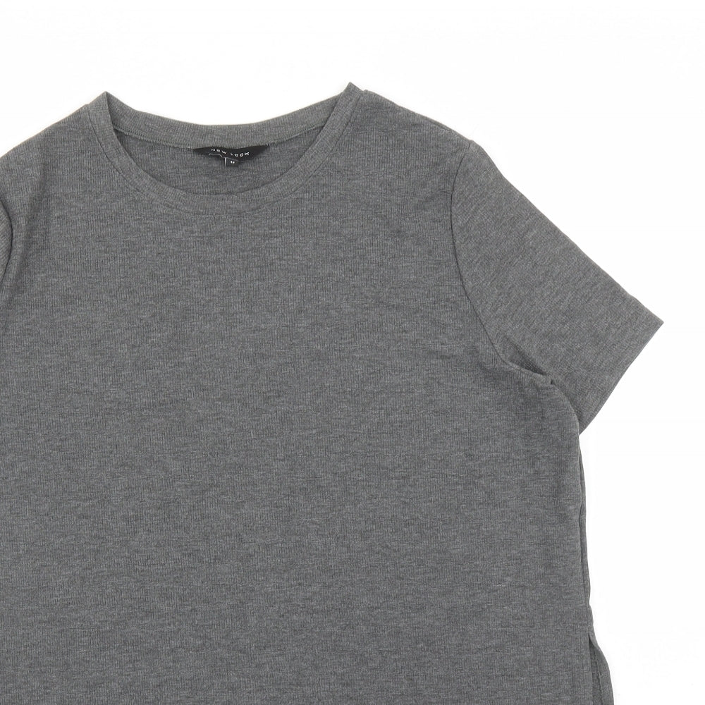 Womens UK Size 12 New Look Grey Basic T-Shirt