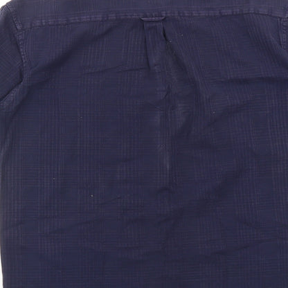 Blue Harbour Mens Blue Check Cotton Button-Up Size M Collared Button