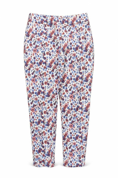 phase Womens Multicoloured Floral Polyester Carrot Trousers Size 14 L27 in Regular Zip