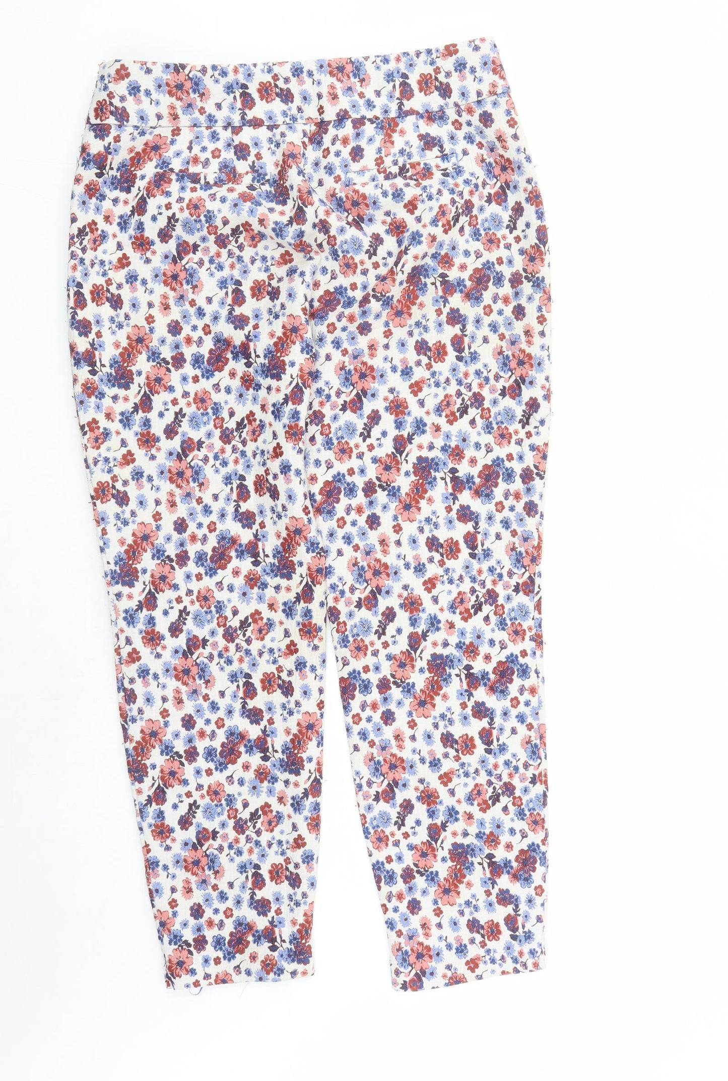 phase Womens Multicoloured Floral Polyester Carrot Trousers Size 14 L27 in Regular Zip