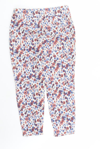 phase Womens Multicoloured Floral Polyester Carrot Trousers Size 14 L27 in Regular Zip
