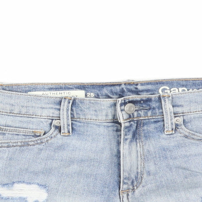 Gap Womens Blue Cotton Cut-Off Shorts Size 28 in L3 in Regular Zip - Distressed