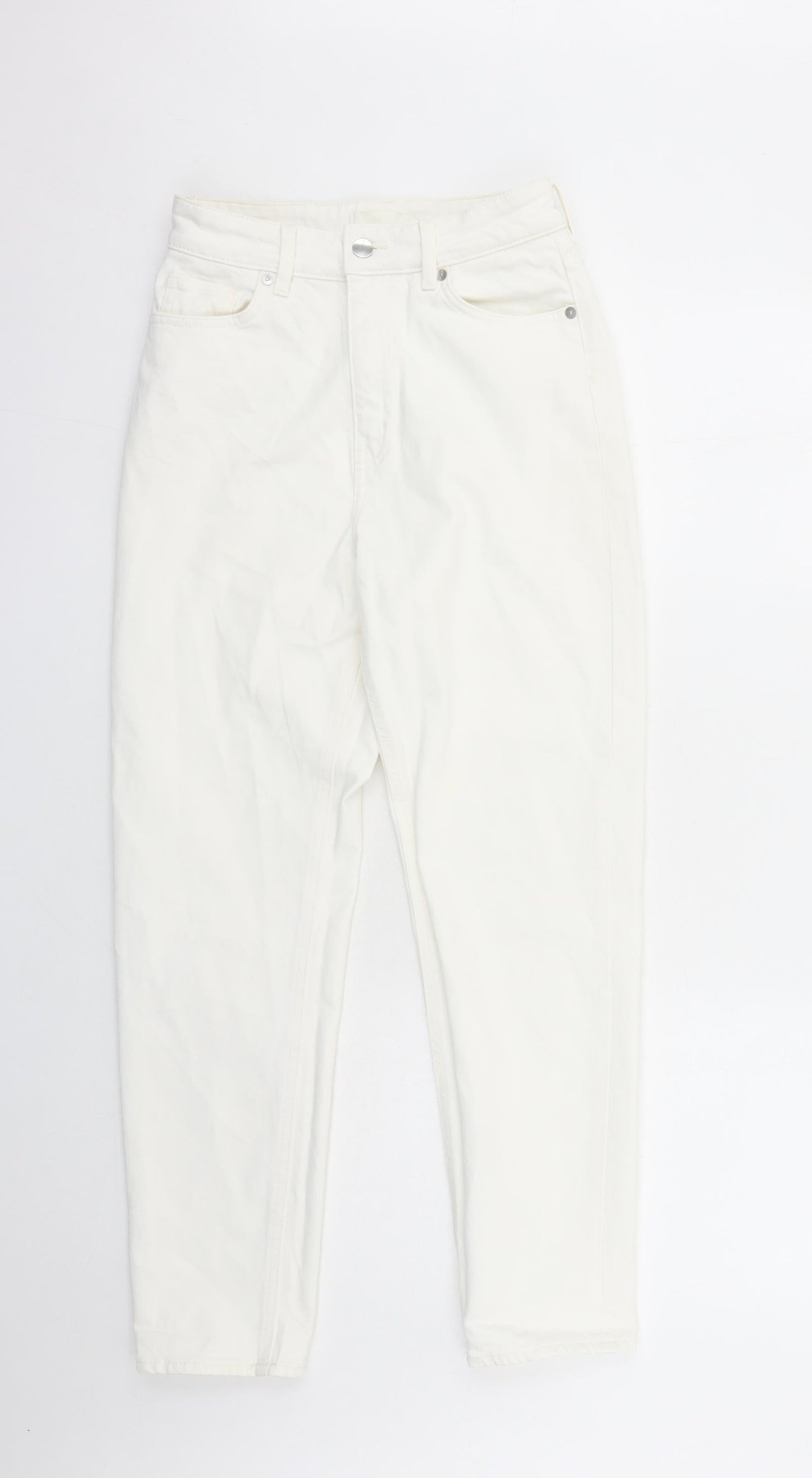 Womens UK Size 10 H&M Regular Fit Straight White Jeans