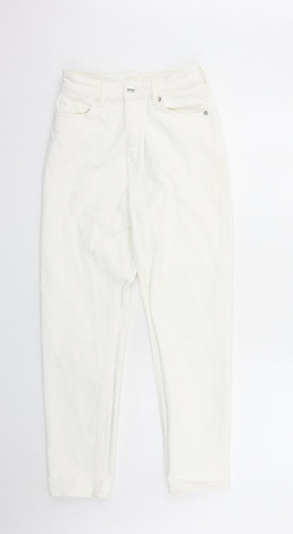 Womens UK Size 10 H&M Regular Fit Straight White Jeans
