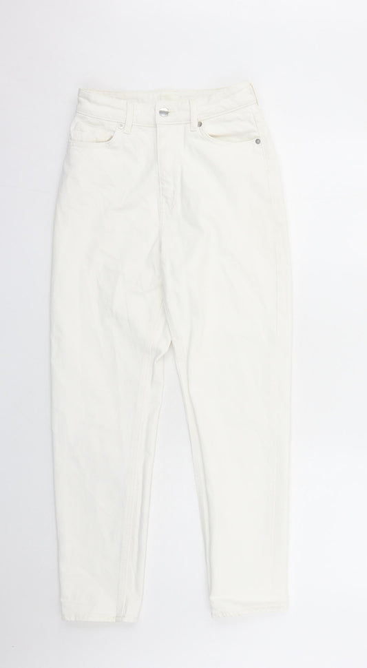 Womens UK Size 10 H&M Regular Fit Straight White Jeans
