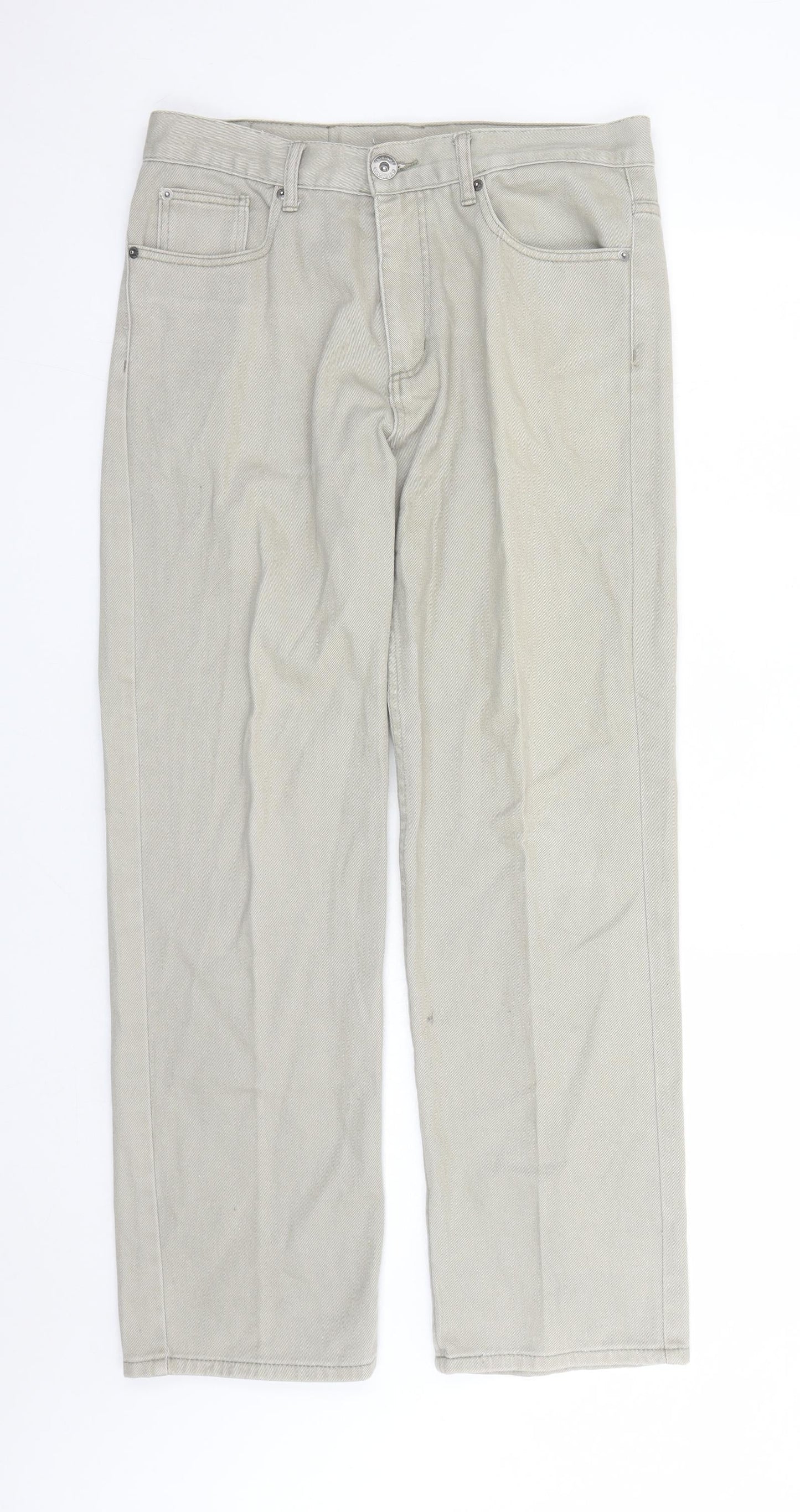 Denim Originals Mens Beige Cotton Straight Jeans Size 32 in L29 in Regular Zip