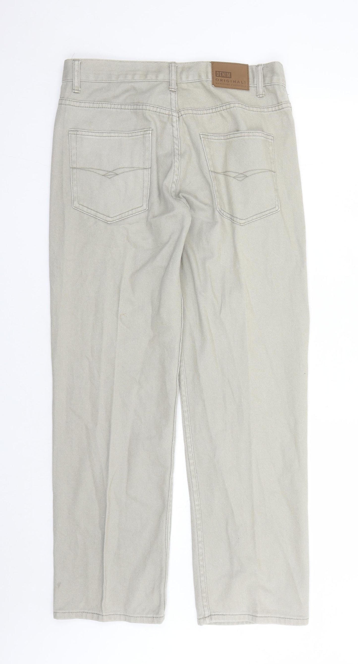 Denim Originals Mens Beige Cotton Straight Jeans Size 32 in L29 in Regular Zip