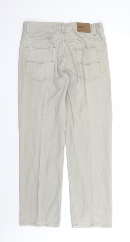 Denim Originals Mens Beige Cotton Straight Jeans Size 32 in L29 in Regular Zip