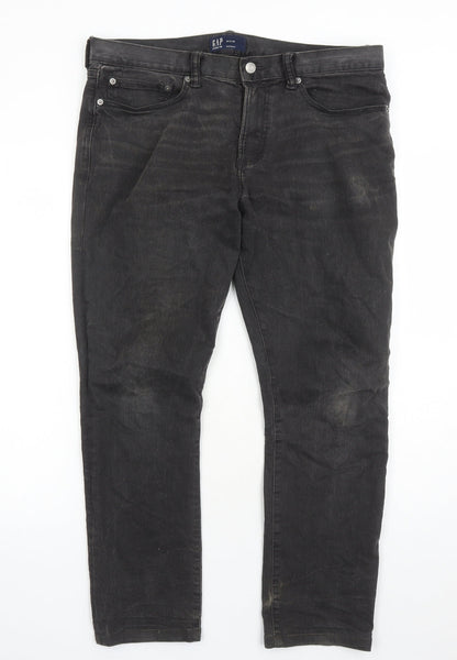 Gap Mens Black Cotton Skinny Jeans Size 34 in L28 in Regular Zip