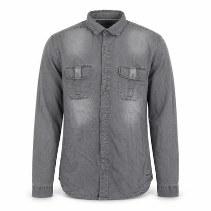 DNMX Mens Grey Cotton Button-Up Size S Collared Button
