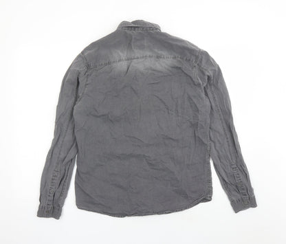 DNMX Mens Grey Cotton Button-Up Size S Collared Button