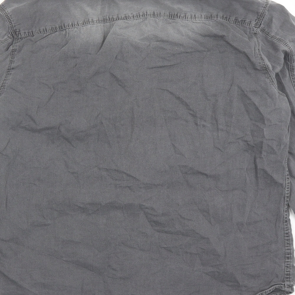 DNMX Mens Grey Cotton Button-Up Size S Collared Button