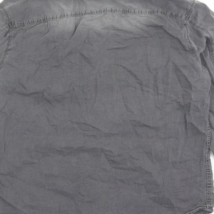 DNMX Mens Grey Cotton Button-Up Size S Collared Button